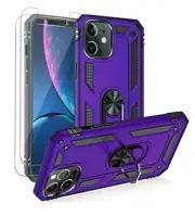 Huness Phone Case for iPhone 12 W/ Super Glass Screen Protector--Purple--NEW!!