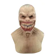 Long Creepy Clown Scary Realistic Facial Mask Horror Gruesome Party Cosplay Deco