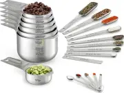 Wildone Measuring Cups and Spoons Set of 21 - 7 Stainless Steel Nesting 8 1 5