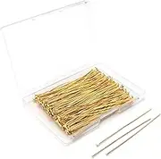 Yumttero 200 Pcs 70mm/2.76 Inch 21 Gauge Straight Head Pins for Craft Earring Bracelet Necklace Pendant DIY Jewelry Making, Gold Color