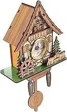 Cabilock Home Living Room Cuckoo Wood Cuckoo Clock Wall Clock Non Ticking Clock Bird Shape Clock Animal Clocks Bird House Style Wall Clock Wooden House Indoor Office Metal