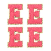 4Pcs Chenille Letter Patches Iron on Letter Patches Rose Red E Alphabet