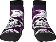 [YANYU] Purple Rose Skeleton Print Workout Everyday Socks For Men And Women All Seasons Comfortable Adult Socks