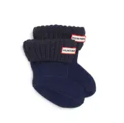Hunter 1073 Kid's Navy Cardigan Knit Cuff Welly Boot Socks Sz XL (4-6)