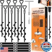 Trampoline Stakes Ground Anchors Screw in Tent Stakes Heavy Duty for High Win