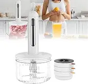 Type-C Cordless Food Processor - 1.5L Glass Bowl + 3 Mini Cups - Electric Meat Grinder & Vegetable Chopper for Fruits, Nuts, Sauces - Portable Rechargeable Kitchen Helper,White