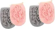 SOESFOUFU 2sets Double Sided Exfoliating Bath Glove Scrub Brush for Dogs Shower Gloves Exfoliating Towel 2pcs*2