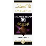 Lindt Excellence Dark Chocolate 70% Smooth Blend Cocoa Block 100g