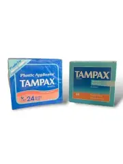 Two Tampax Vintage Tampons Flushable Applicator and Plastic Applicator