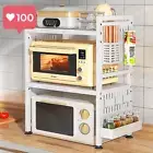 2-Tier Expandable Microwave Oven Rack, Multi-Functional Carbon Steel Shelf