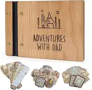 Adventures With Dad Scrapbook Photo Album, DIY Memory Book With Stickers Travel Diary, Dad Fathers Day Birthday Christmas Gifts, brown