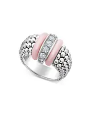 Lagos Sterling Silver Pink Caviar Diamond & Pink Ceramic Bead Statement Ring