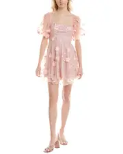 MARION Embroidered Tulle Mini Dress