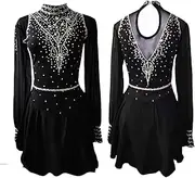[Zagitova] Figure Skating Dress for Women with Shiny Rhinestone Long Sleeve girls Graceful Competition Dance Outfits