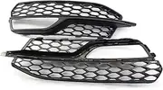 A3 Foglamp Mask Front Bumper Airway Mask Airway Outlet Grills Fog Light Grille Compatible For Audi A3 S-Line S3 2013-2016(Silver)