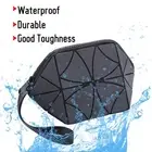 Glossy Geometric Striped Cosmetic Bag Foldable Storage Bag Portable Travel M FAD