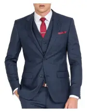 [Ferrari Formalwear] Unique Soft Blue Tonal Check Jacket Short