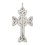 Sterling Silver Antiqued, Textured And Brushed Celtic Cross Pendant