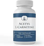 100% Pure Acetyl L-Carnitine (ALCAR), 100 Capsules, 1100 mg Serving, Gluten-Free, Made in The USA, Natural & Potent, Lab Verified, Filler-Free, Undiluted & No-Additives