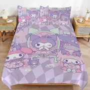 a1318 Kuromi Duvet Cover Set, 3 Piece Bedding Set 86x70" Double Sided Printing Decorative Comforter Cover Set (1 Duvet Cover + 2 Pillow Shams)" jfr131