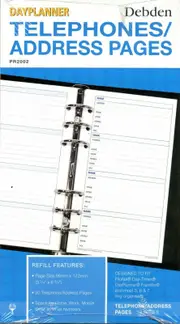 Debden DayPlanner Refill Personal Telephone/Address Pages PR2002