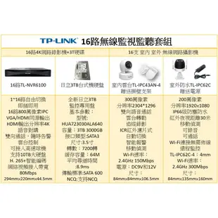 全新TP-LINK16路免佈線套組無線監視監聽對講套組室內雲台室外防水TP無線NVR主機手機遠端