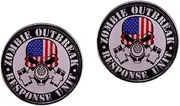 [ZENRUIMING] 2 American Flag Mask Pins, Quirky ZOMBIE OUTBREAK RESPONSE UNIT Pins Clothes Bags Hats Accessories, Metal, no gemstone