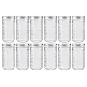 12PK Lemon & Lime 350ml Quilted Glass Conserve Canister Jar Food Storage Clear