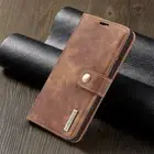 Leather Flip Wallet Magnetic Protective Case For iPhone 13 12 11 Samsung - Brown