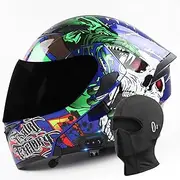 Motorcycle Bluetooth Helmet Modular Helmet Full-Face Helmet for Men and Women Flip-Up Helmet DOT Certification Hood Double-Layer Visor Adult Riding Helmet Off-Road Moped