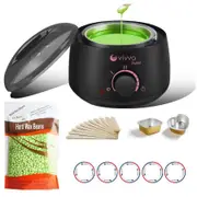 VIVVA Wax Warmer Heater Hard Wax Bean Hair Removal Waxing Machine Kit,300g Aloe WAX Bean, Black Wax Warmer