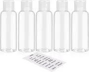 DNSEN 5 Pack 3.4oz Empty Plastic Travel Bottles for Toiletries TSA Approved Leak Proof Squeezable Travel Size Containers Travel Essentials Accessories, clear, clear, Modern
