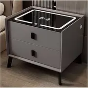 Modern Bedside Table with 2 Drawers,Unique Smart Bedside Table with Wireless Charging Adjustable LED Lights Nightstand Bedroom Storage Cabinet (Color : C, Size : 50x40x50cm)