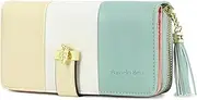 [Pomelo Best] RFID Wallets for Women with Multiple Card Slots and Cellphone Compartment, Womens Wallet, Cream yellow/white/green sand, Modern