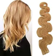 (60cm, 27(Strawberry Blonde)) - Samrtinnov Long Wave 27 Strawberry Blonde Tape in Hair Extensions Culry 70grams 20pcs Skin Weft Body Wave Seamless Tape in Extensions Remy Human Hair