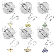 Set of 6 Tea Infuser for Loose Leaf Tea with Butterfly and Bee Charm Pendant, 304 Stainless Steel Tea Ball for Brew Fine Loose Tea and Spices & Seasonings