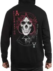 Sullen Men's Drawing Dead Pullover Fleece Hoodie Skull of Spades Tattoo Hoody
