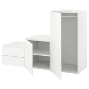 PLATSA wardrobe with 2 doors+2 drawers, white/Fonnes white, 180x57x123 cm