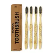 Biodegradable Eco-Friendly Natural Bamboo Charcoal Toothbrushes - 4 Count Medium