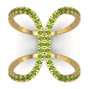 0.62Ct Round Cut Natural Peridot Solid 14K/18K Gold Statement Engagement Ring