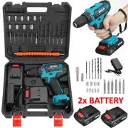 Cordless Drill Brushless Impact Driver Hammer Drill Tool + 2 Batteries Combo Kit