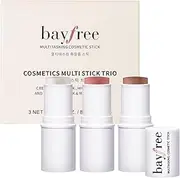 bayfree 3 PCS Makeup Cream Contour Stick Set, Highlighter, Bronzer & Blush Stick Trio for Face, Long Lasting, Natural Face Contour, Dewy & Matte Finish, Suitable for All Skin