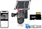 Triple-Lens Solar 360° Dome Camera, Solar Security Cameras Wireless Outdoor, Cameras for Home Security, Color Night Vision, 2-Way Audio, 360° Pan & Tilt Surveillance, Ip66 Waterproof(1pc+64G)