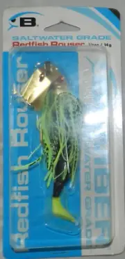BOMBER SALTWATER GRADE REDFISH ROUSER 4" 1/2 OZ BLACK CHARTREUSE PADDLE TAIL