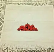 COMPLETED CROSS STITCH FNGERTIP TOWEL HALLOWEEN PUMPKIN PATCH NEW WHITE HANDSEWN