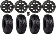 System 3 SB-7 15" Wheels Black (6+1) 30" Intersect Tires Kawasaki Mule Pro FXT