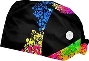 [FVQL] Set of 2 Bouffant Caps, Reusable Surgical Cap Scrub Caps Women, Abstract Rainbow Peace Love Symbol