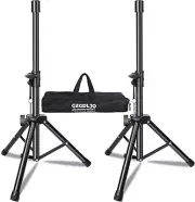 Pair of Heavy-Duty Adjustable Height Tripod DJ PA Speaker Stands 30"-52"