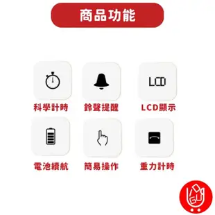 【日物販所】簡約方形智能計時器 1入組(轉計時 倒數計時器 電子計時器 計時器 廚房計時器 定時器)