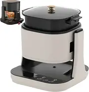 Glass Air Fryer, Air Fryer with Multi Function (5.5 Air Fryer & 1.5L Grill Pan & 3L Hotpot), 1350W Electric Air Fryer Adjustable Temperature, Timer, Transparent Bowl for Family & Party Use White